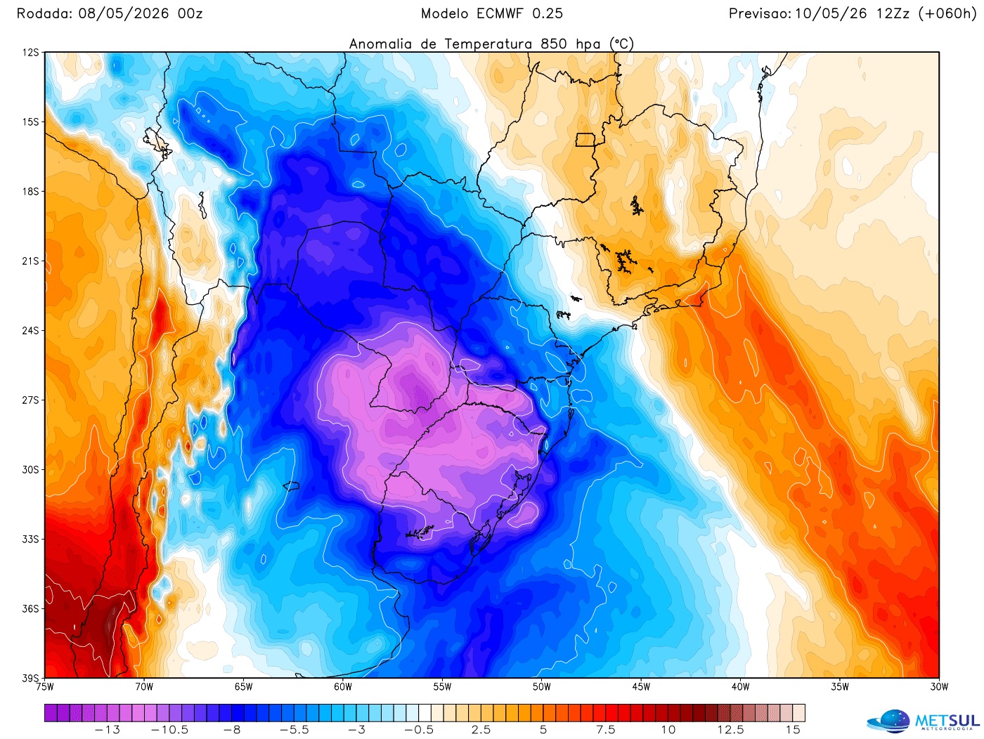 Mapa da massa de ar frio
