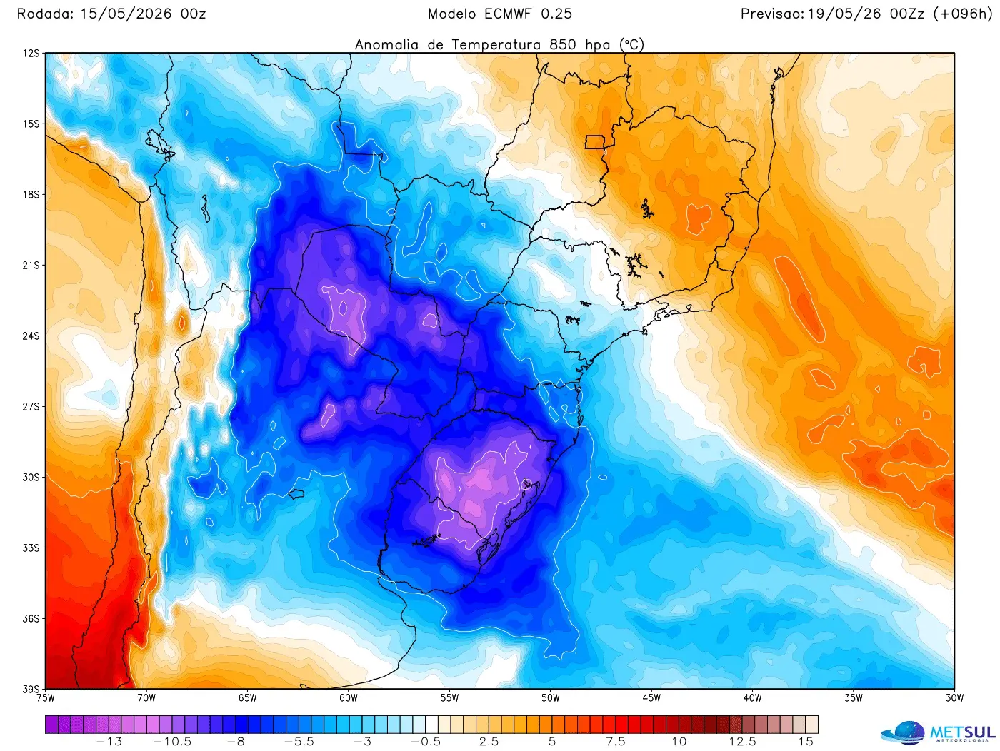 Mapa da massa de ar frio