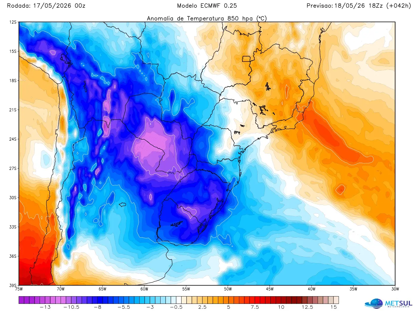 Mapa da massa de ar frio