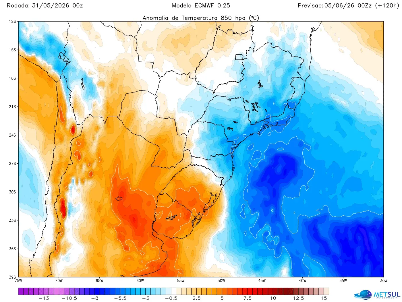 Mapa da massa de ar frio
