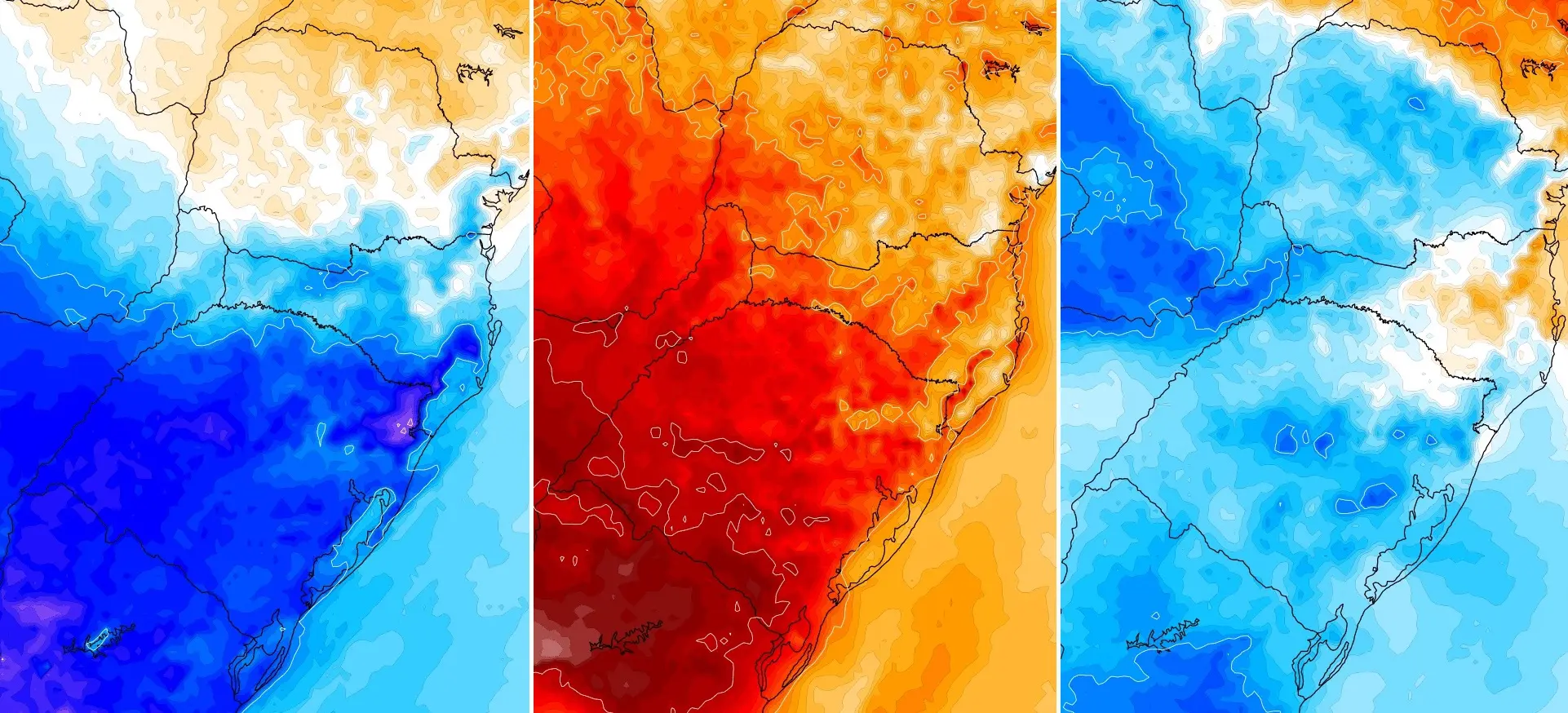Mapas mostram variação de temperatura