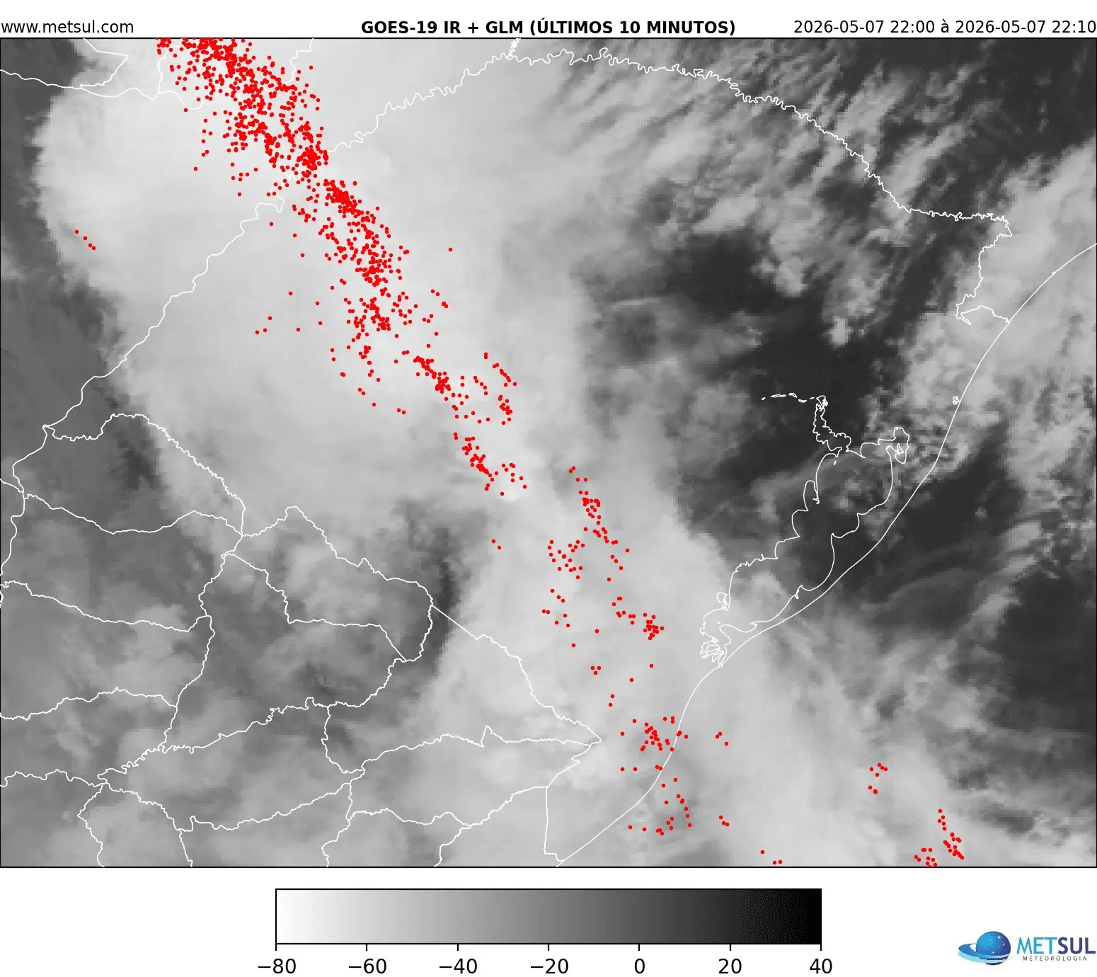 Imagem de satélite da frente fria