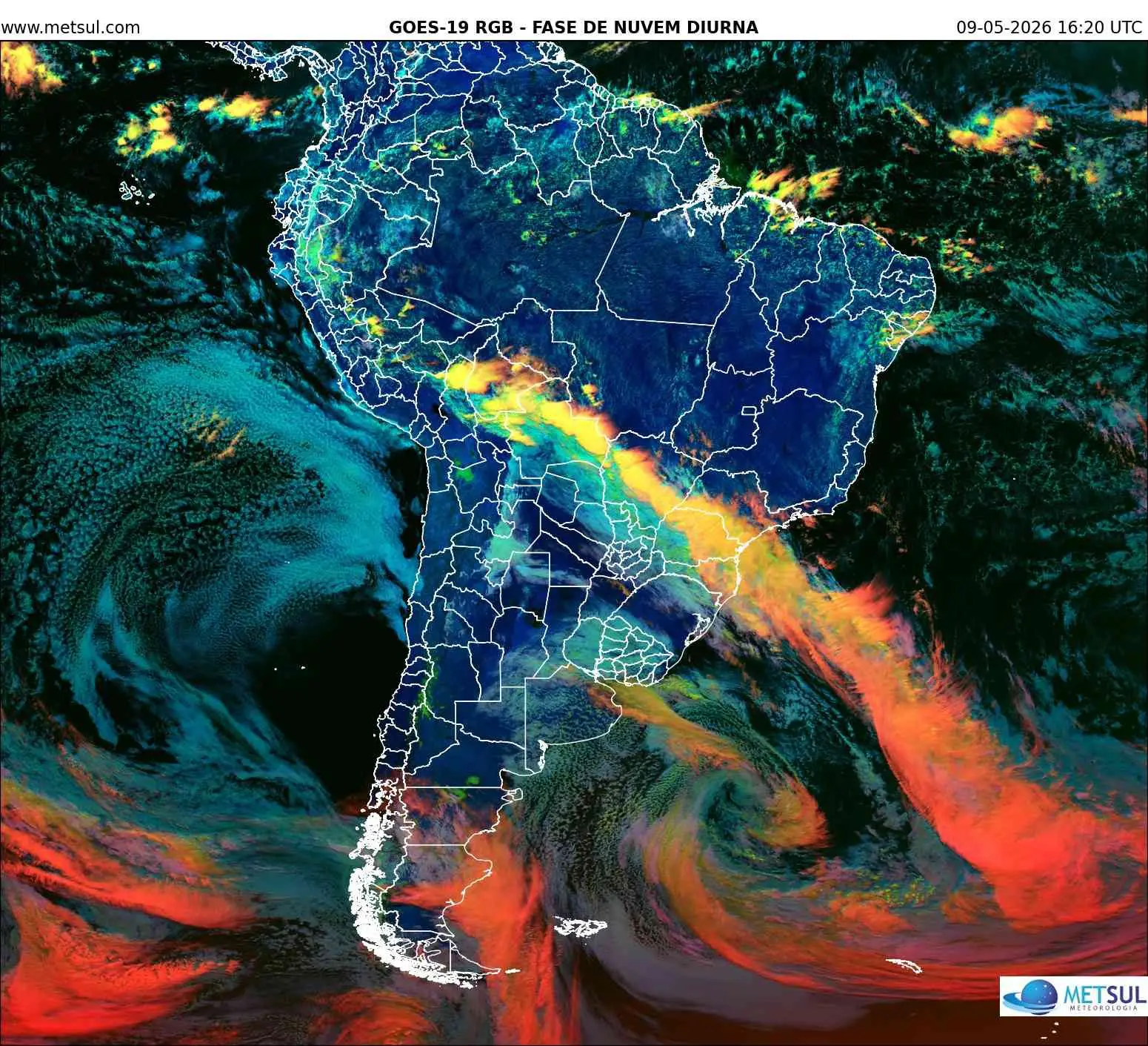 Imagem de satélite da configuração da onda de frio