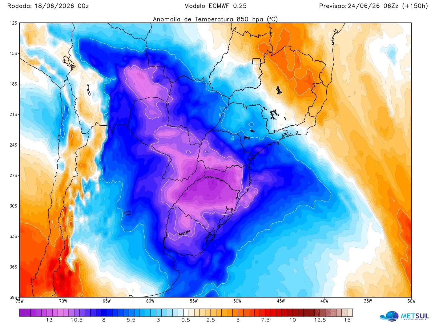 Mapa da massa de ar frio