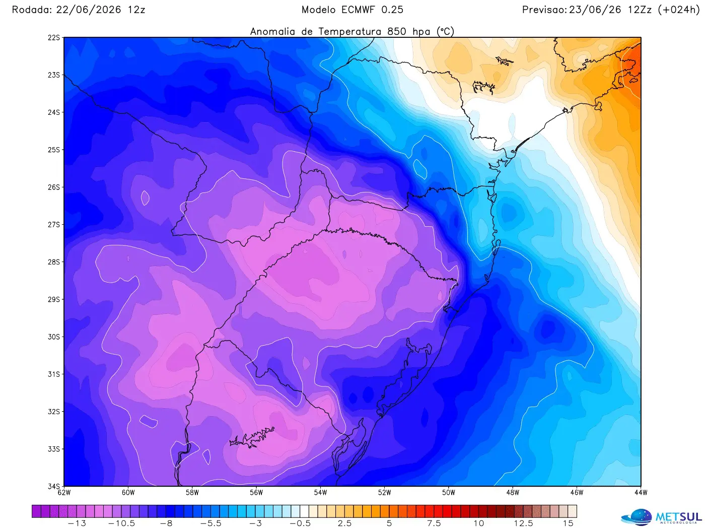 Mapa da massa de ar frio
