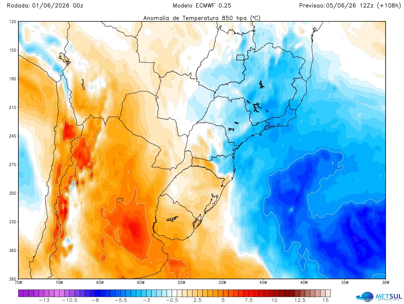 Mapa da massa de ar frio
