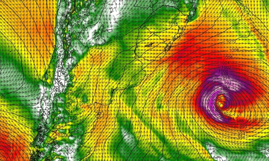 Ciclone bomba na Argentina impulsiona onda polar para o Brasil
