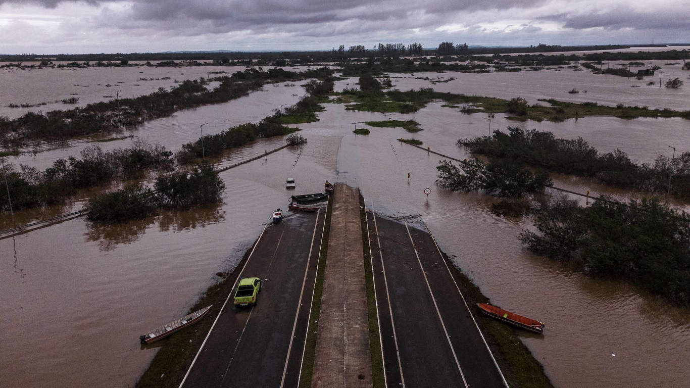 Foto mostra enchente no Rio Grande do Sul no inverno de 2024 pelo El Niño