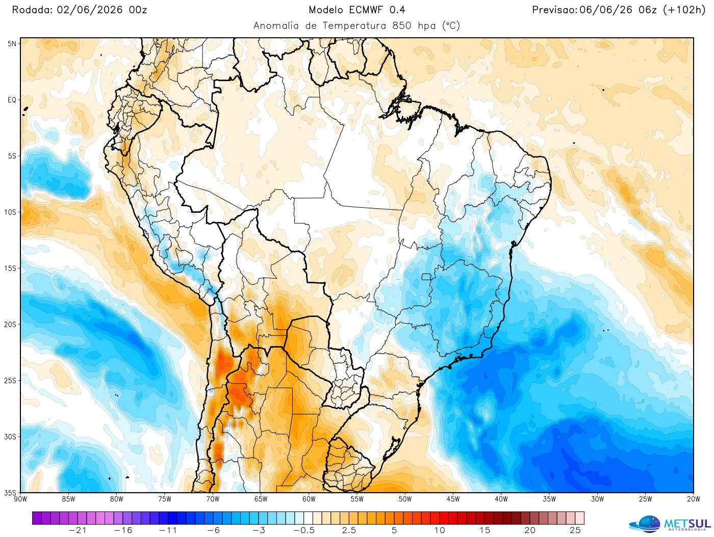 Mapa da massa de ar frio