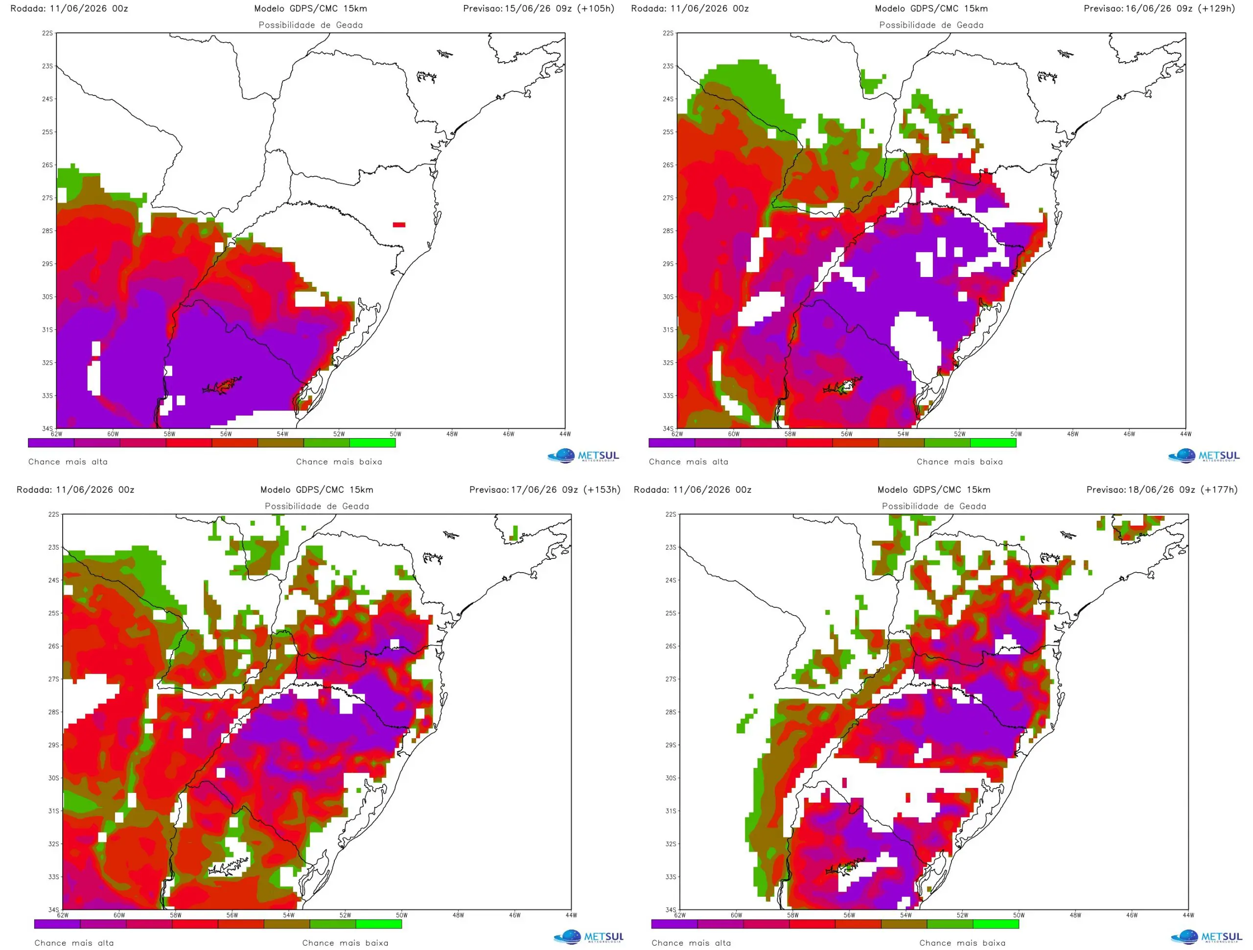 Mapas de geada pelo frio