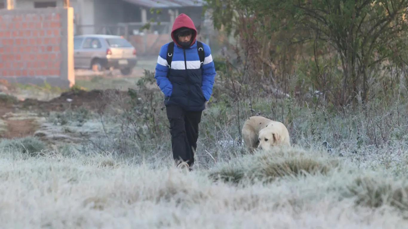 Foto mostra frio na Campanha gaúcha