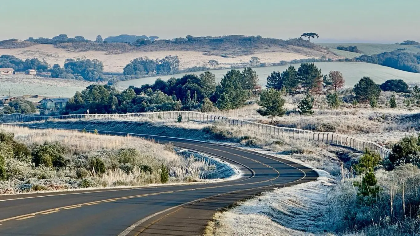 Foto mostra o frio em Santa Catarina