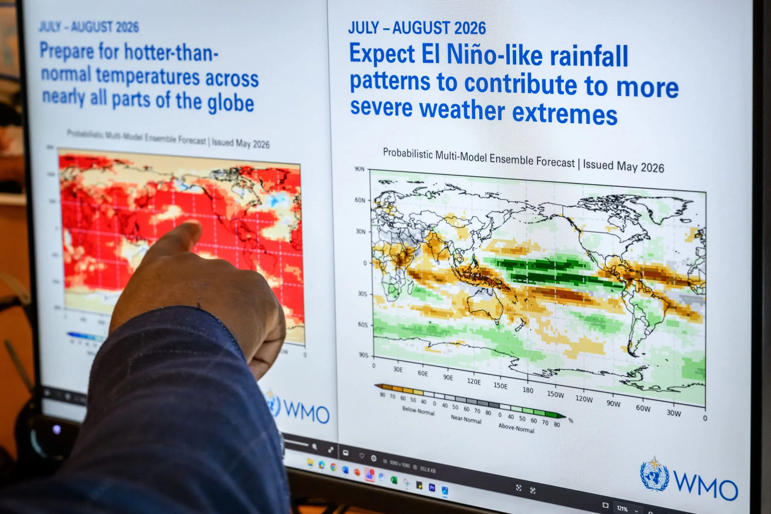 Foto mostra projeções de modelos para o El Niño