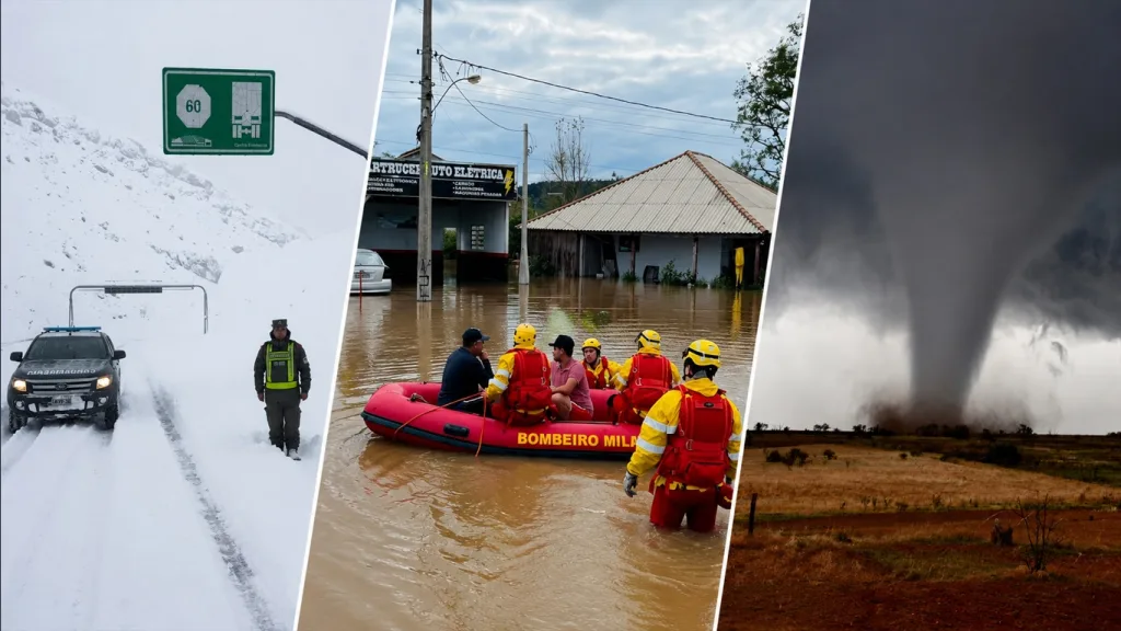 Caos atmosférico no Cone Sul: de chuva extrema a tornados e neve de metros