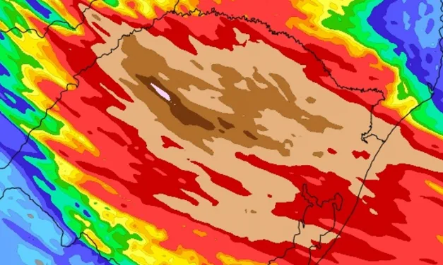 MetSul reforça alerta de chuva volumosa com risco de cheias de rios