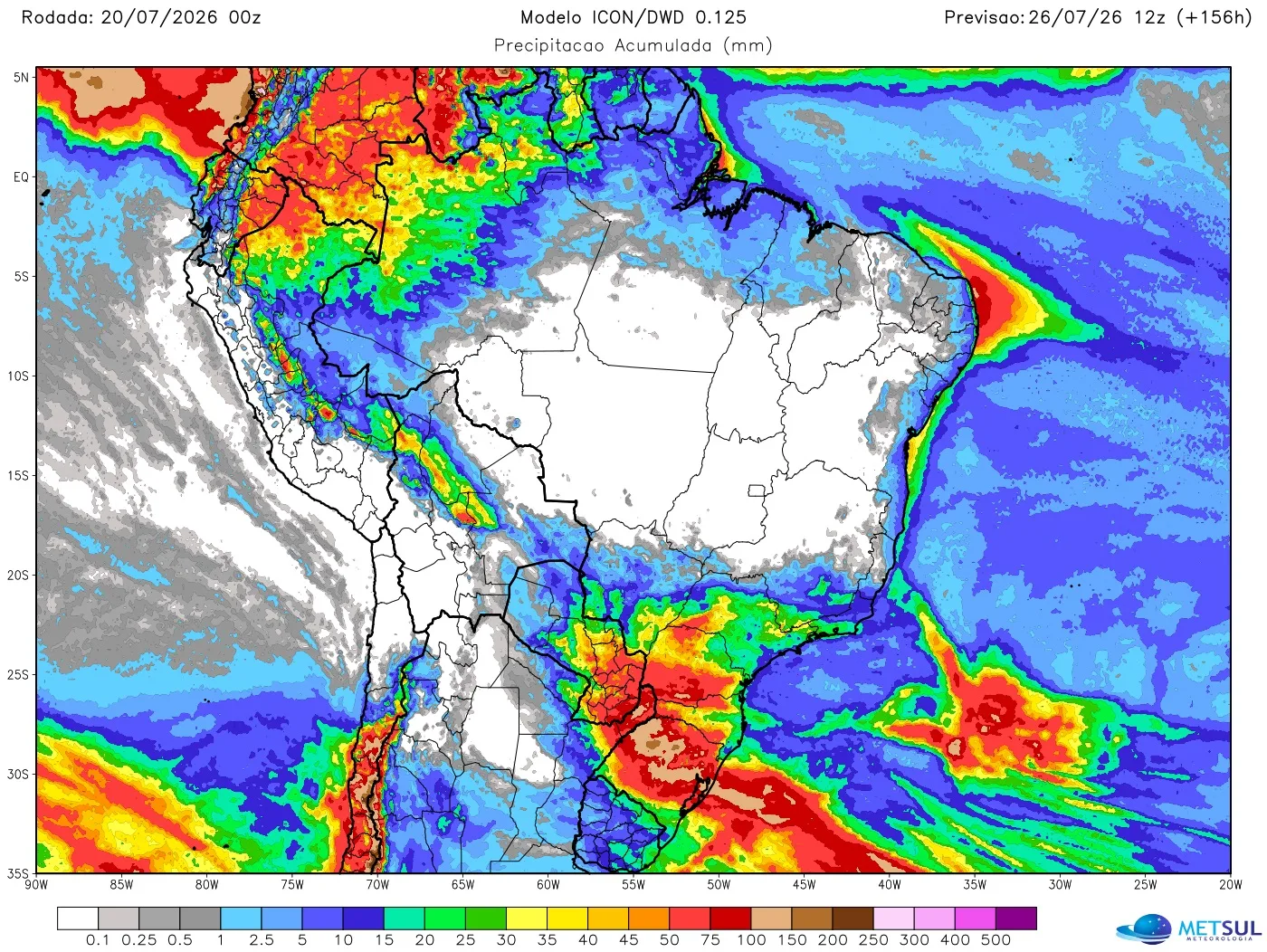 Mapa de chuva na semana 