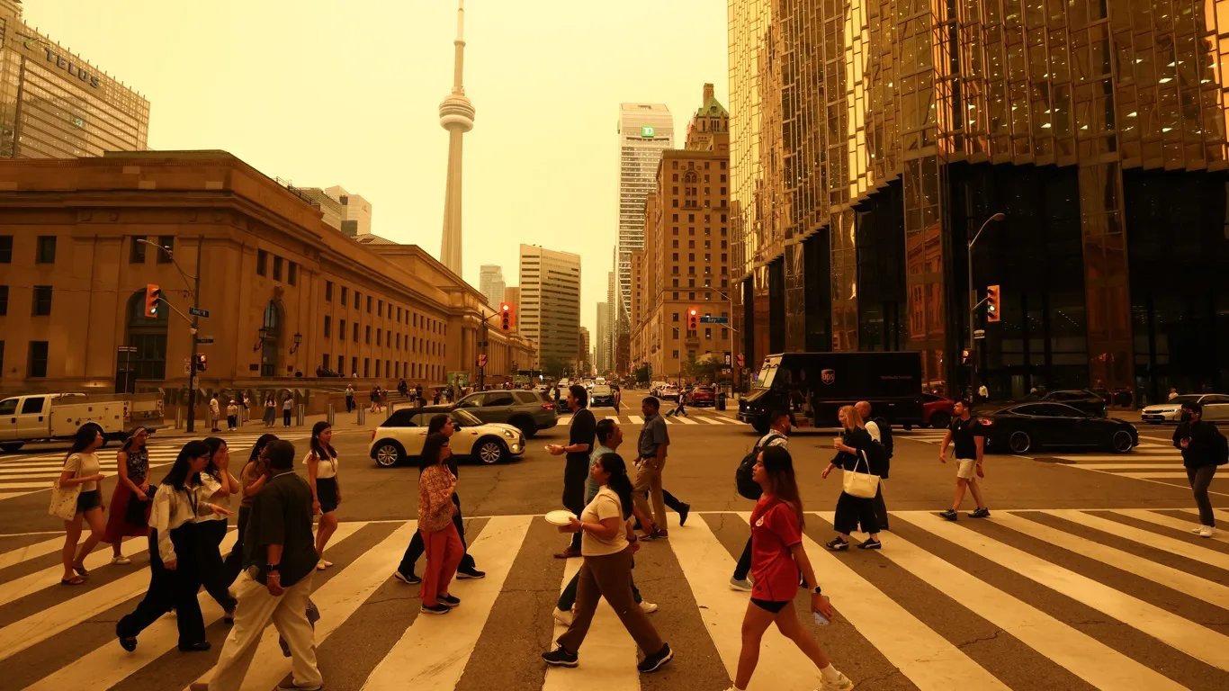 Foto mostra fumaça em Toronto pelos incêndios no Canadá 