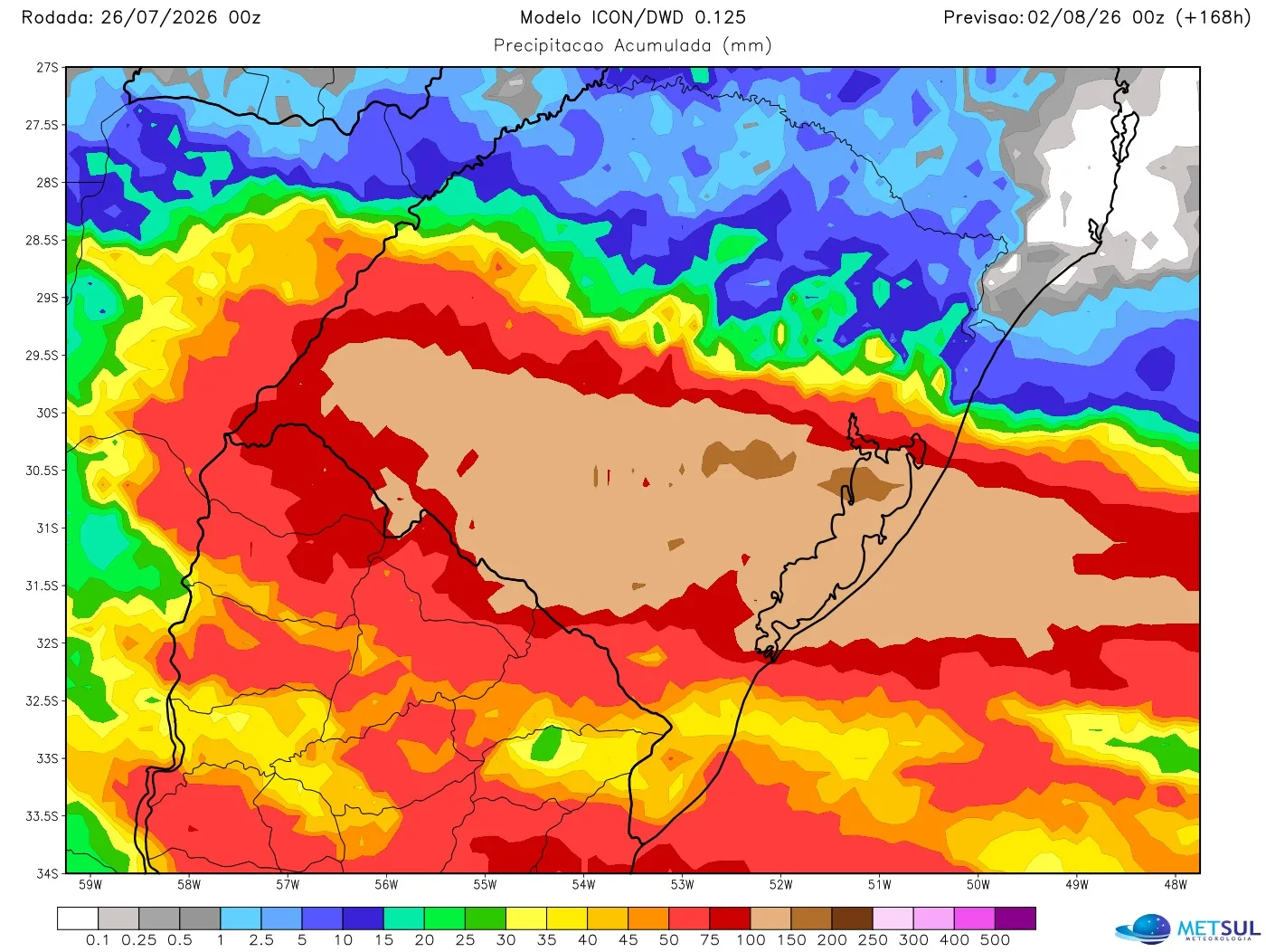 Mapa de chuva do modelo alemão 