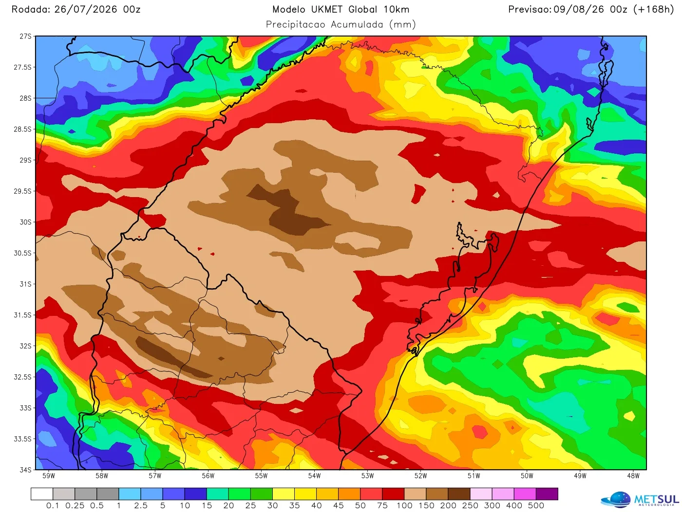 Mapa de chuva do modelo britânico