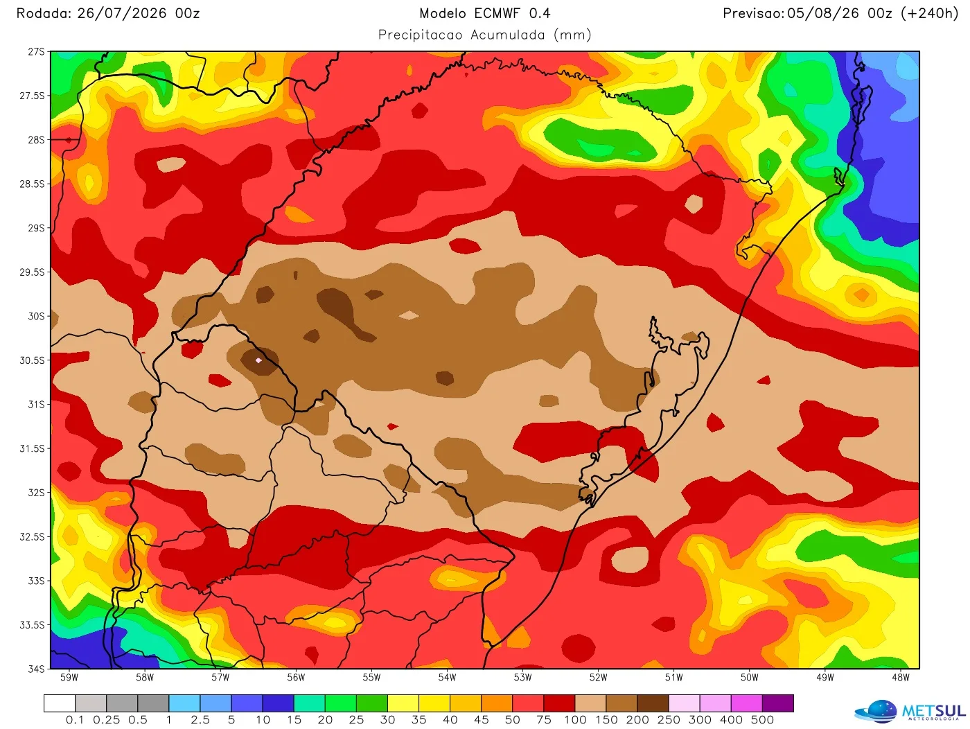 Mapa de chuva do modelo europeu 