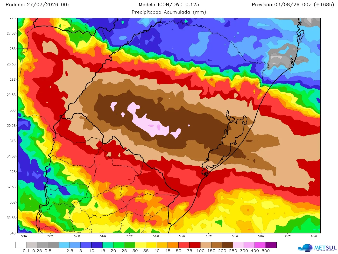 Mapa de chuva do modelo Icon 