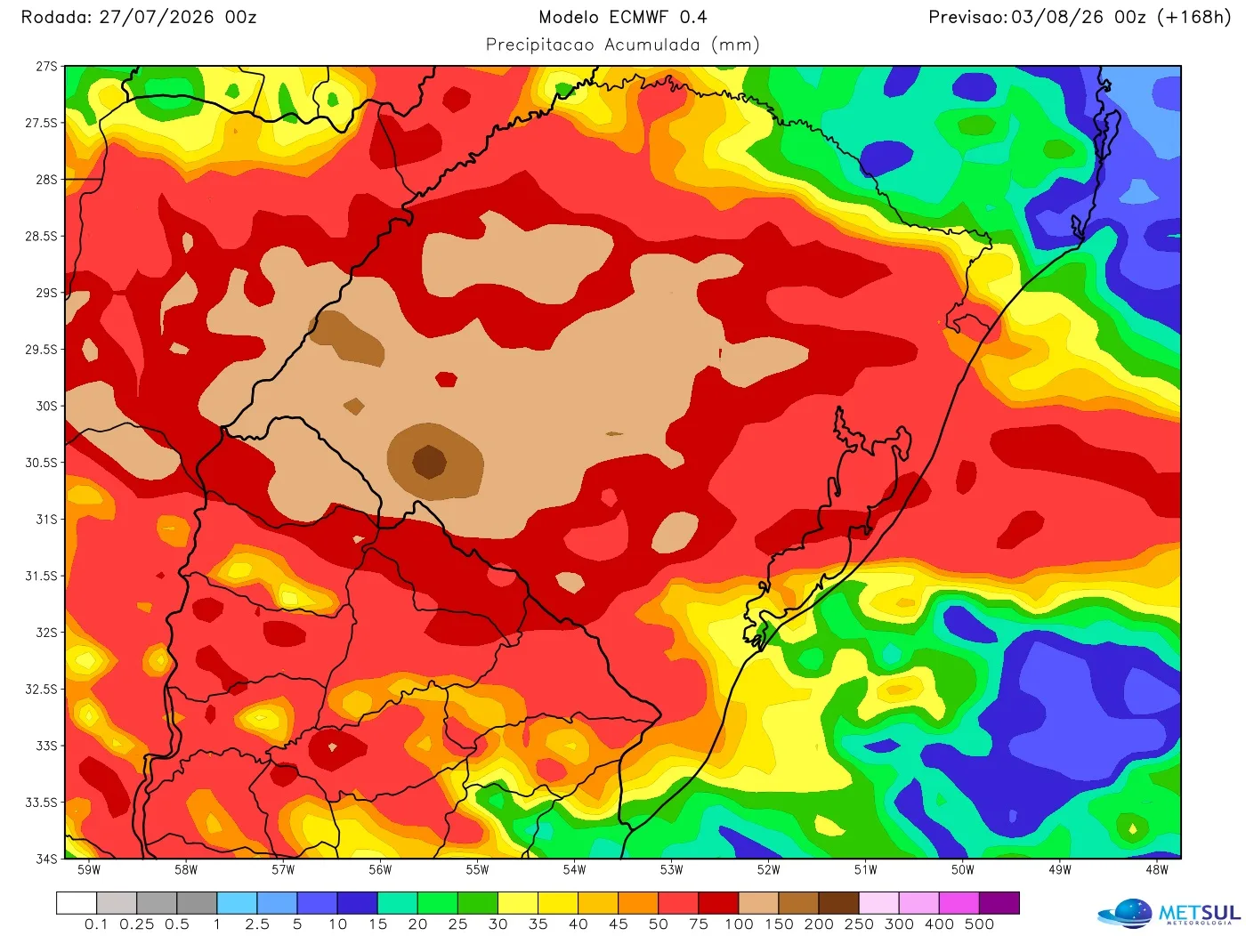 Mapa de chuva do modelo europeu 