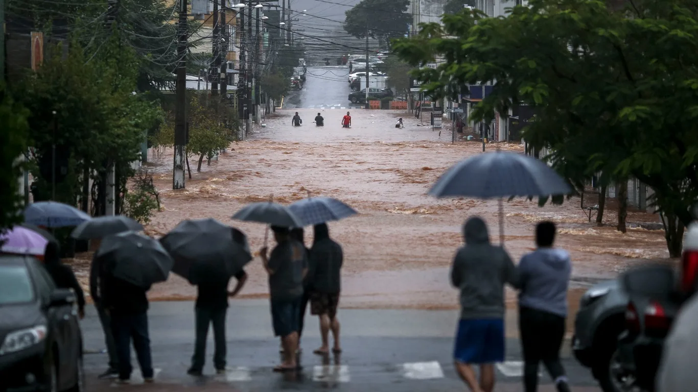 Foto mostra enchente no Rio Grande do Sul 