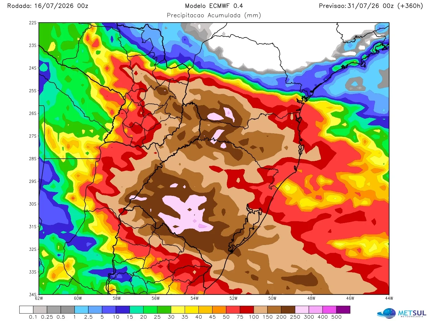 Mapa de chuva do modelo europeu 