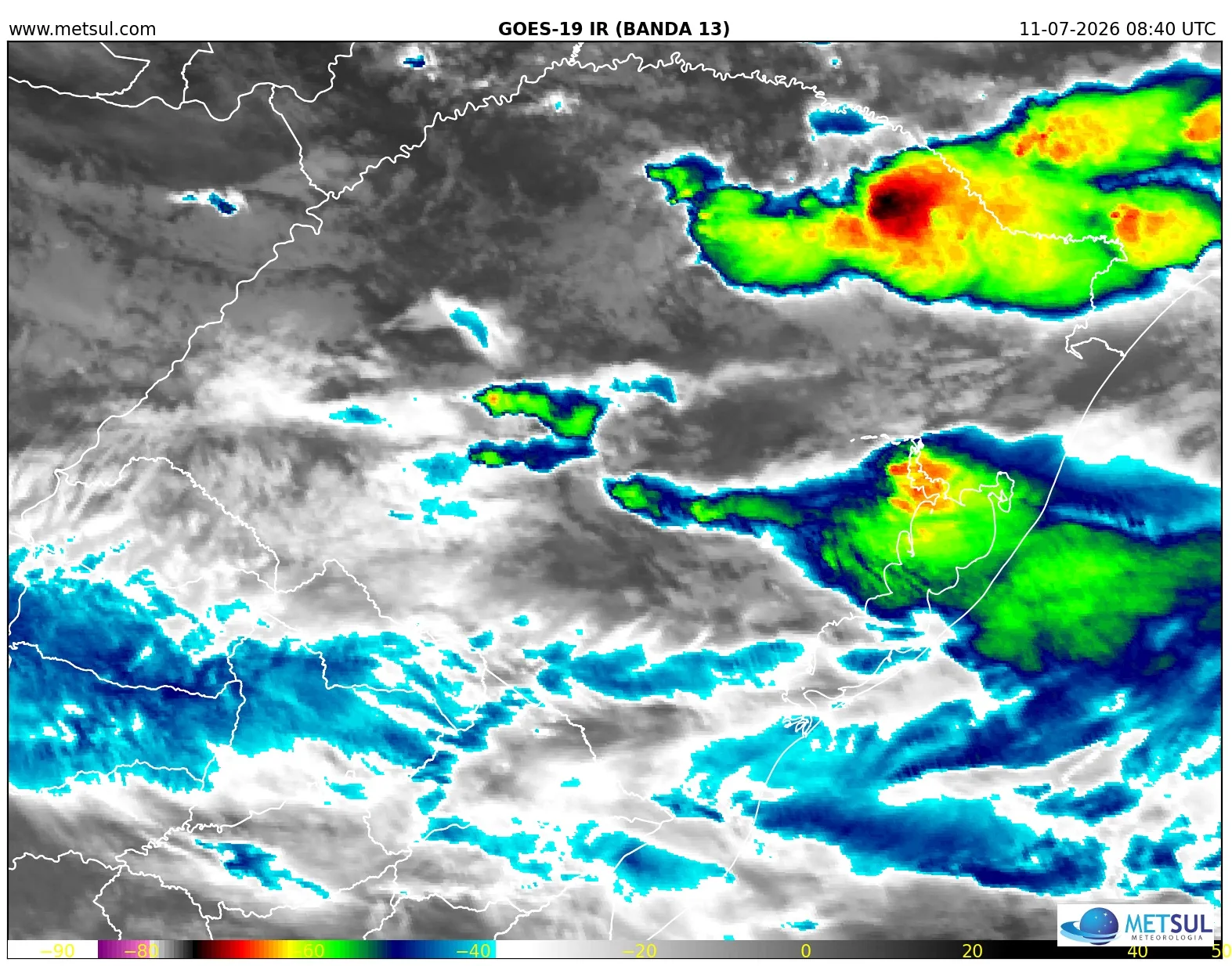 Imagem de satélite da instabilidade que causou a microexplosão 