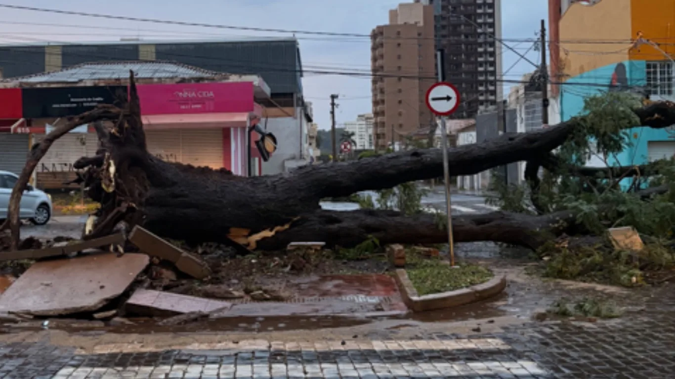Foto mostra o temporal no interior de São Paulo 