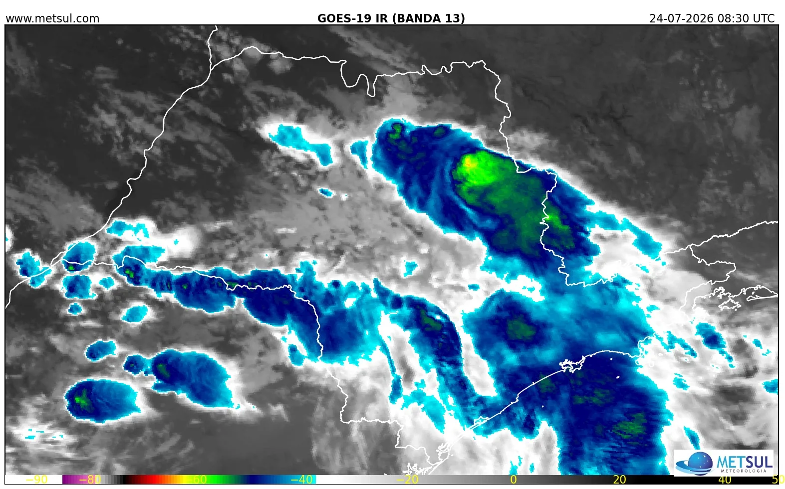 Imagem de satélite do momento do temporal em Ribeirão Preto