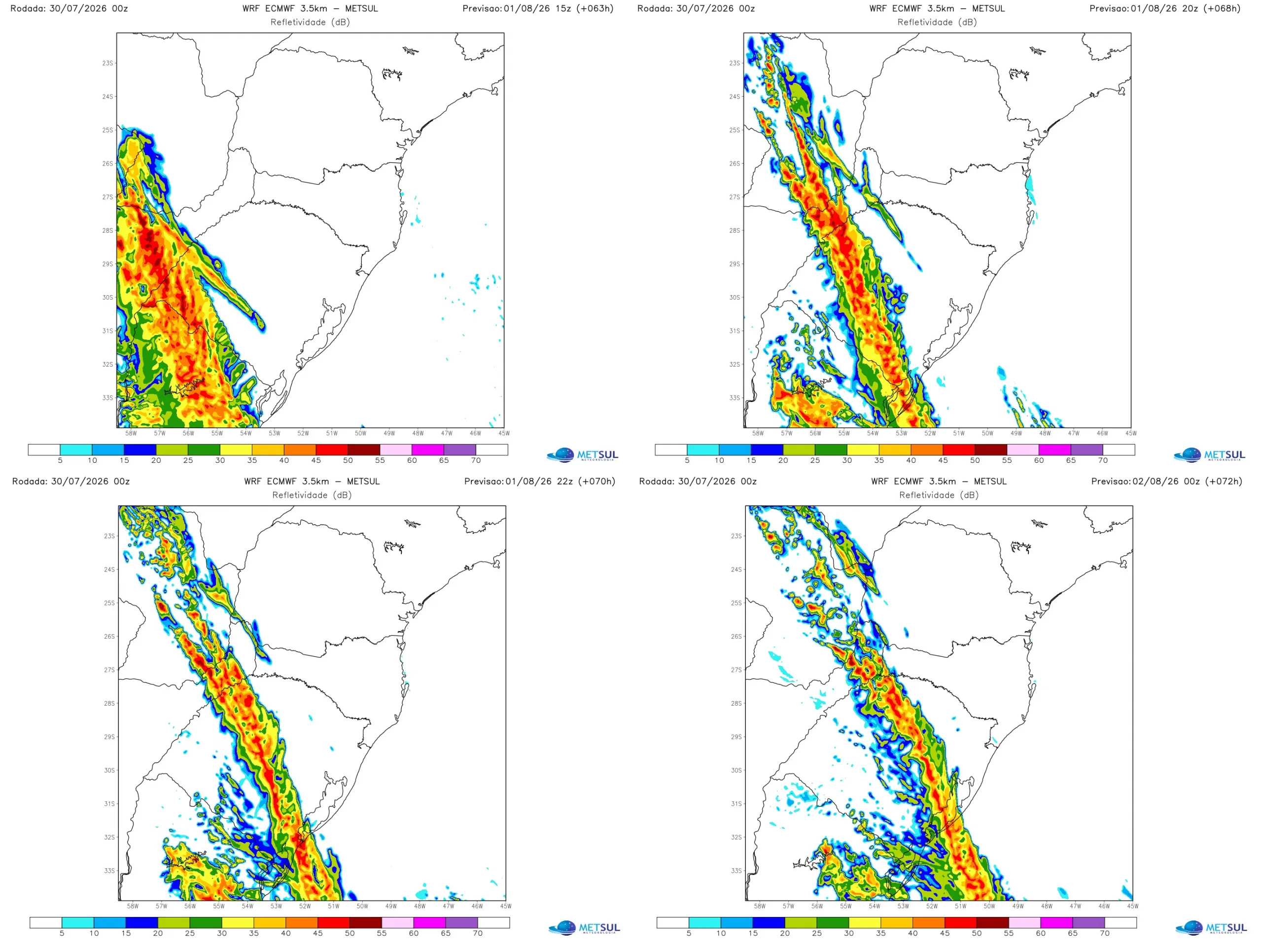 Mapas mostram avanço dos temporais 