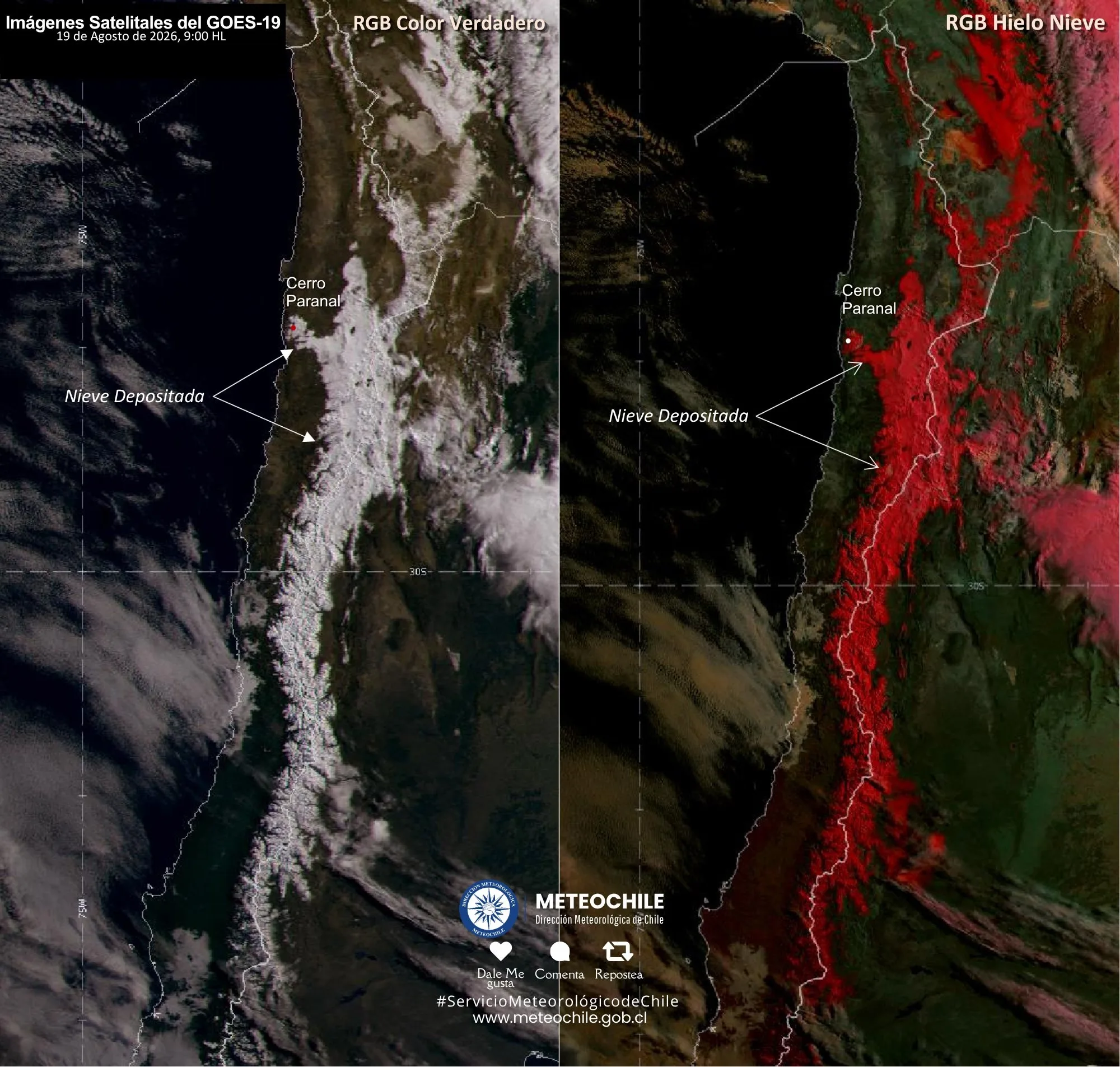 Imagem de satélite da neve no Atacama 