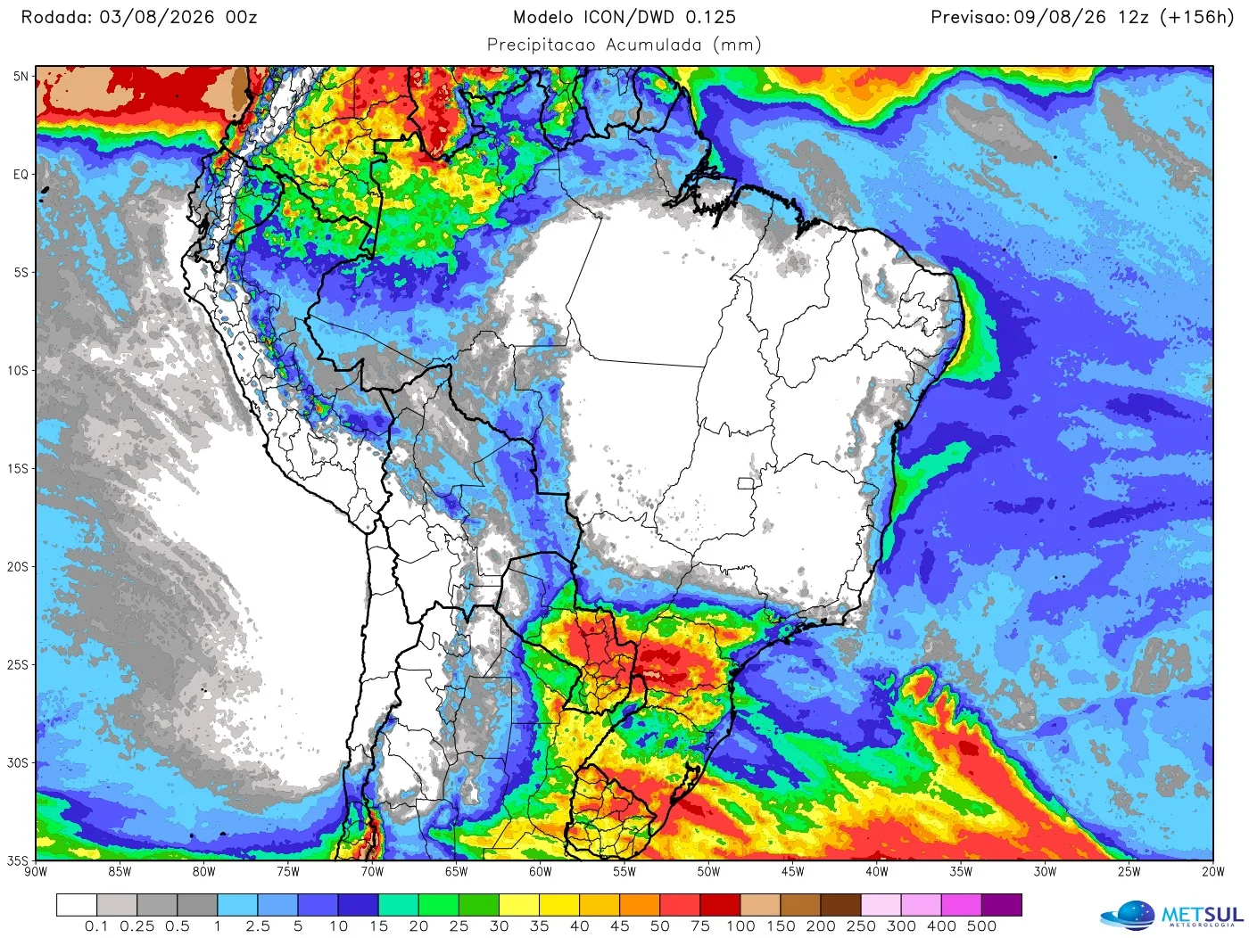 Mapa de chuva na semana 