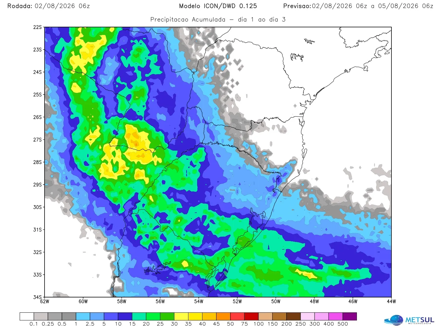 Mapa de chuva do modelo Icon 