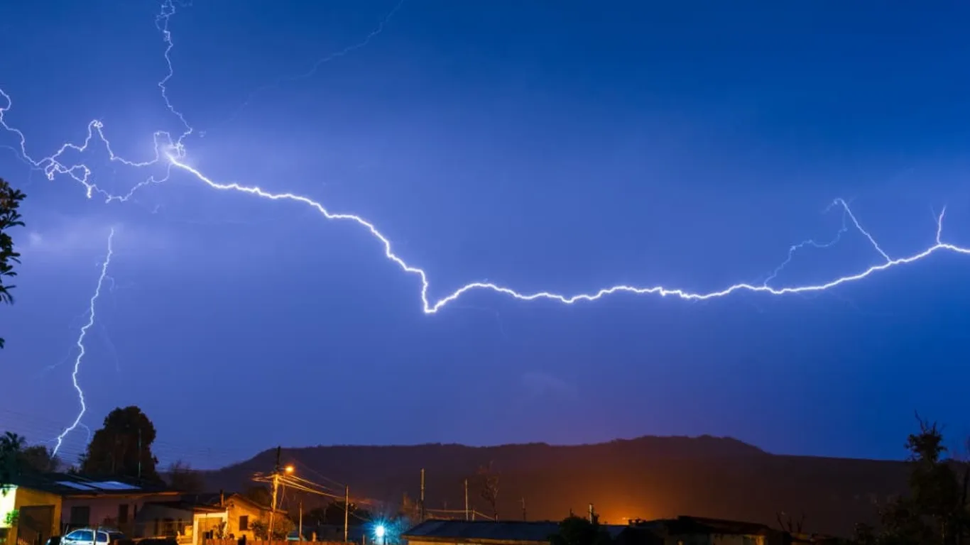 Foto mostra chuva com raios 