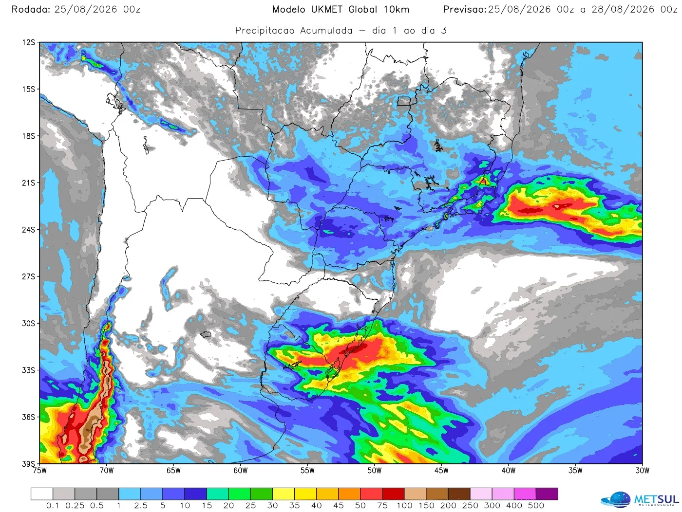 Mapa de modelo de chuva 