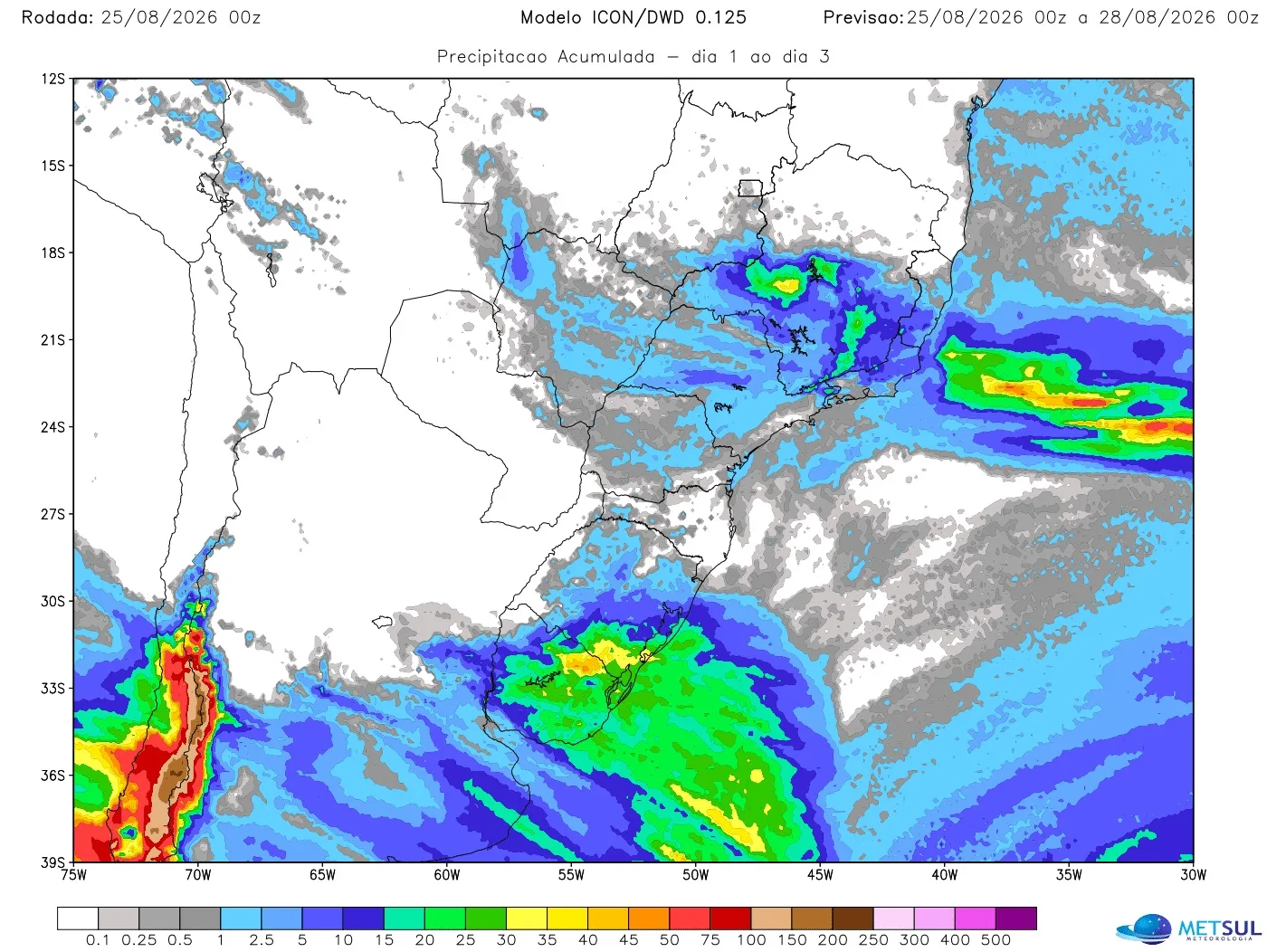 Mapa de modelo de chuva 