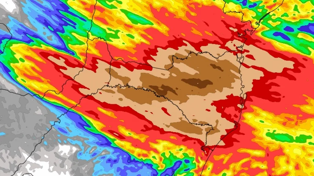Frente fria intensifica muito a chuva no Sul do Brasil no começo da semana