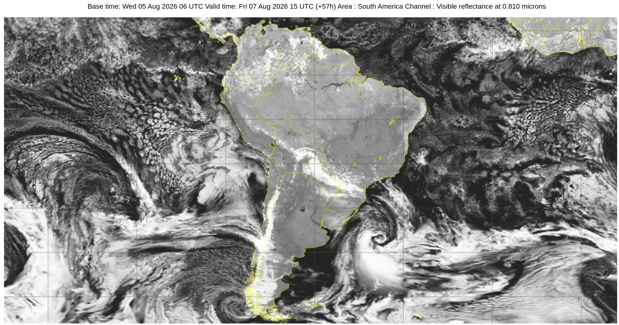 Projeção de satélite do ciclone