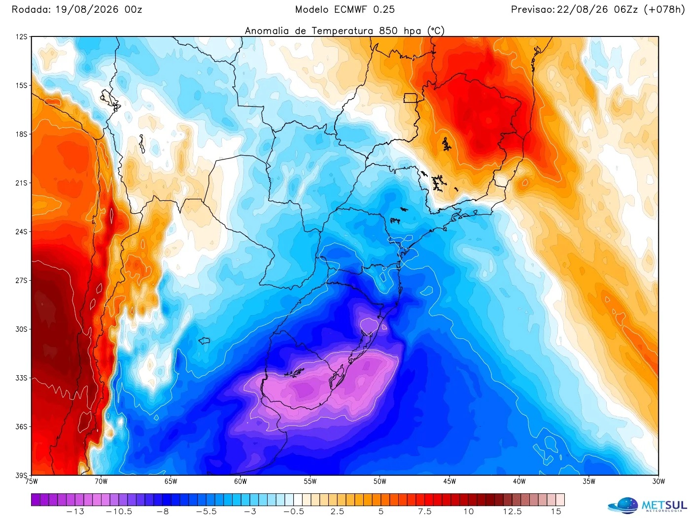 Mapa da massa de ar frio