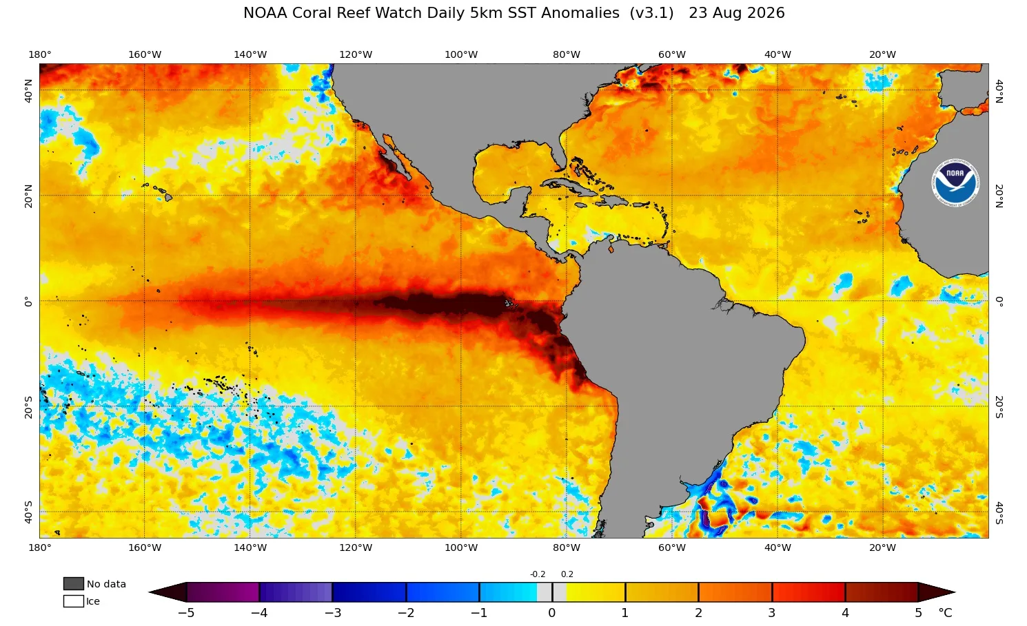 Mapa mostra condições atuais do El Niño 