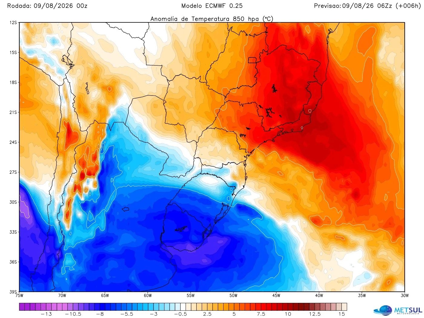 Mapa da massa de ar frio