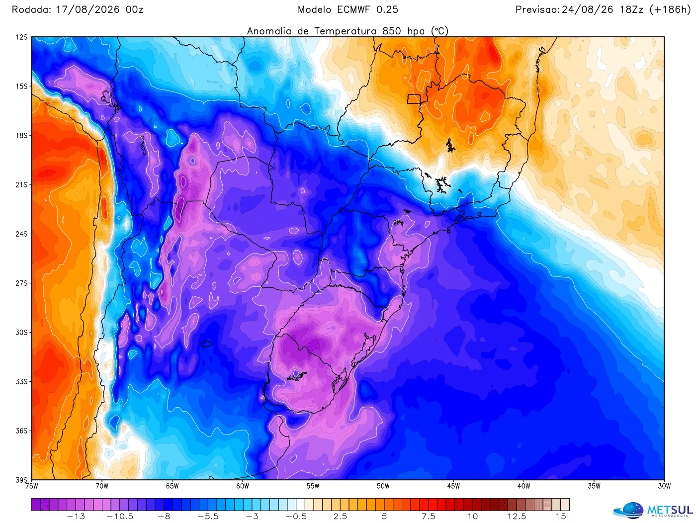 Mapaa da massa de ar frio 