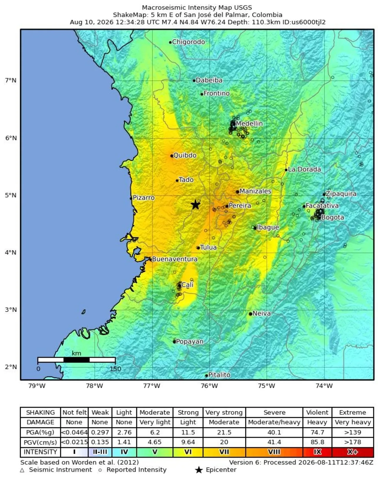 Mapa do terremoto