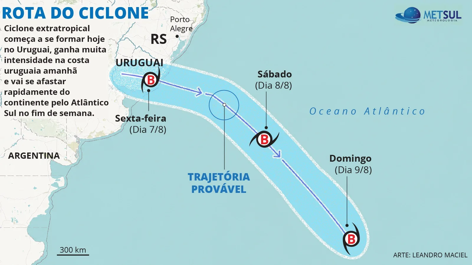 Mapa da rota do ciclone 