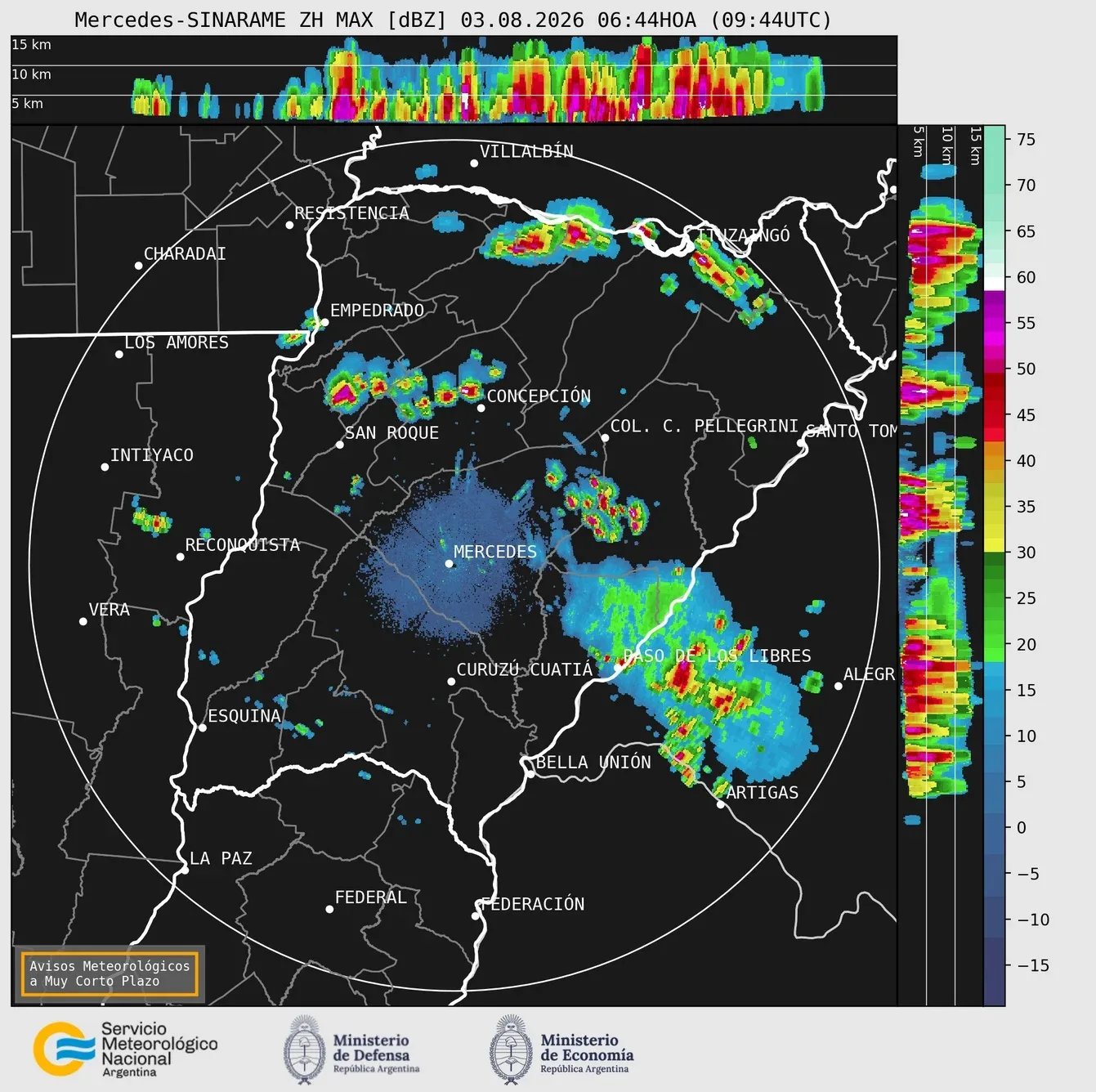 Imagem de radar mostra a chuva 