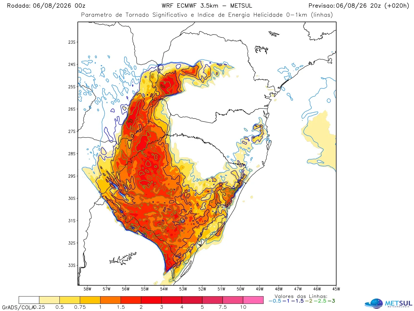 Mapa de risco de tornados