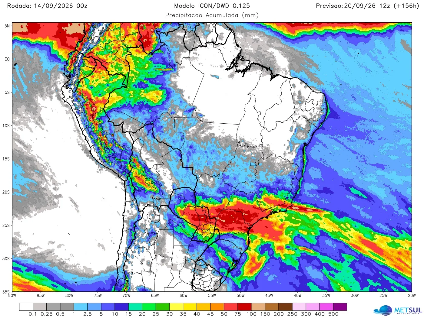 Mapa de chuva no Brasil nesta semana 