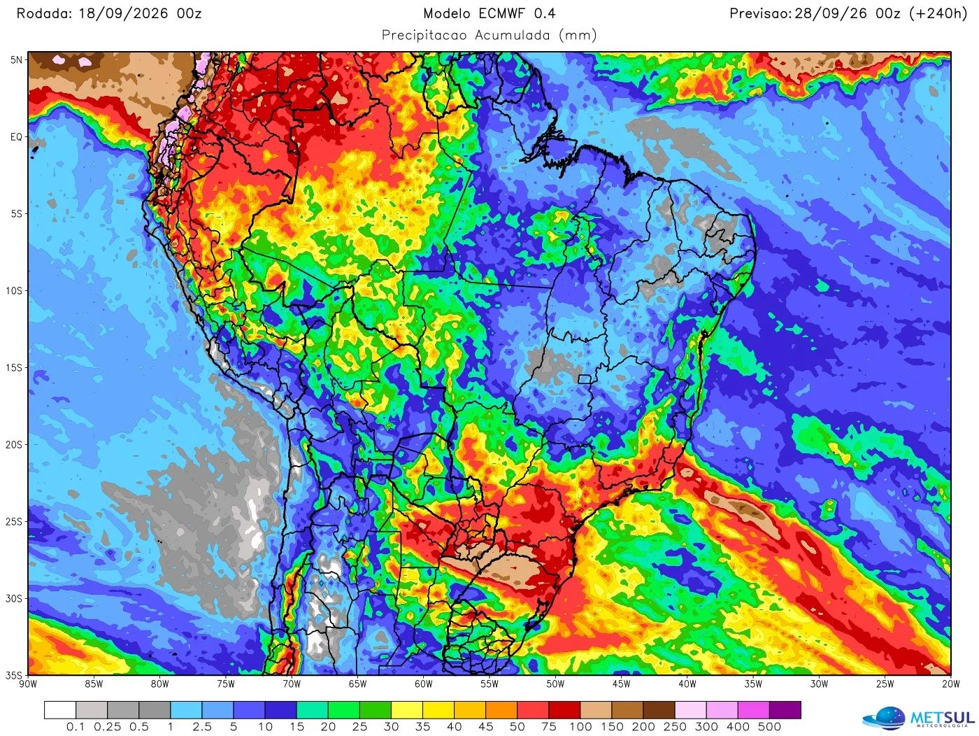 Mapa de chuva no Brasil 